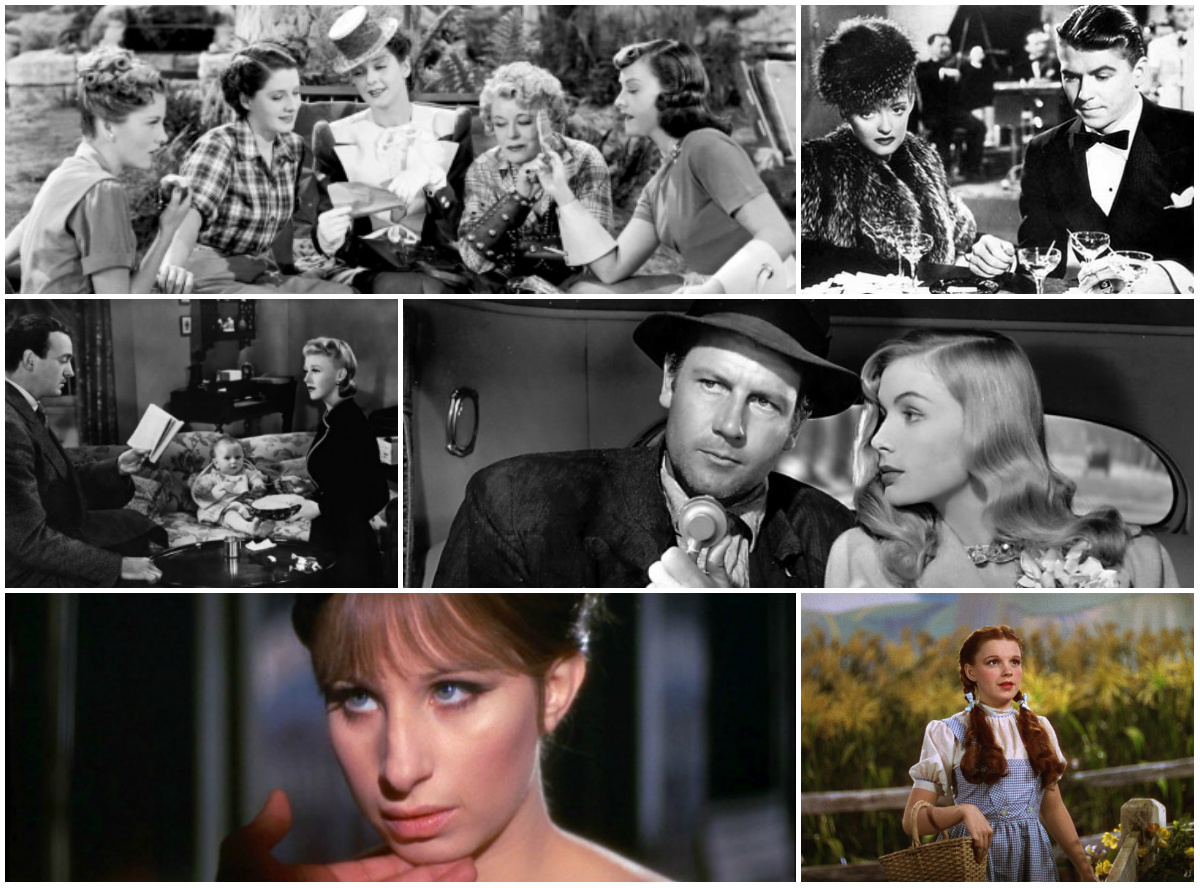 Stills from The Women, Dark Victory, Bachelor Mother, Sullivan's Travels, Funny Girl and The Wizard of Oz