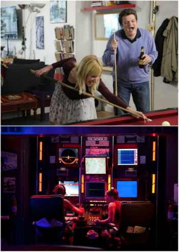 Stills from I'm Dating You Not (top) and Drones