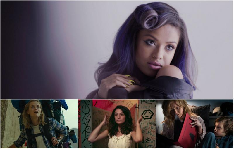 Top: Gugu Mbatha-Raw in BEYOND THE LIGHTS, Bottom row: Reese Witherspoon in WILD, Jenny Slate in OBVIOUS CHILD, Essie Davis in THE BABADOOK