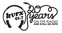 KVRX 20 Years on FM Radio Logo