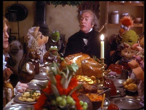 Michael Caine and the Muppets in The Muppet Christmas Carol