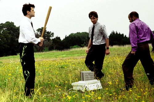 Ron Livingston, David Herman and Ajay Naidu in Office Space
